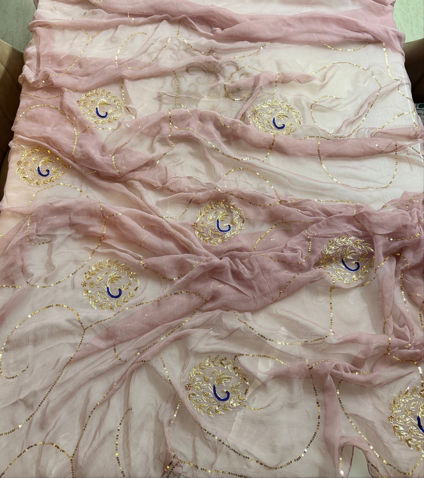 Gulabi Noor – Blush Pink Pure Chiffon Saree