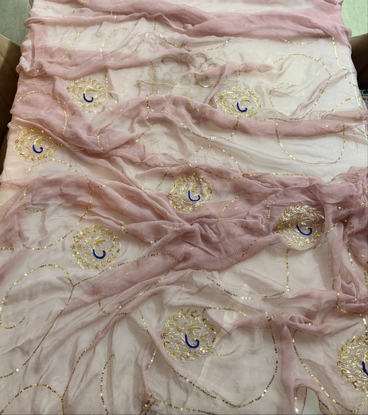 Gulabi Noor – Blush Pink Pure Chiffon Saree