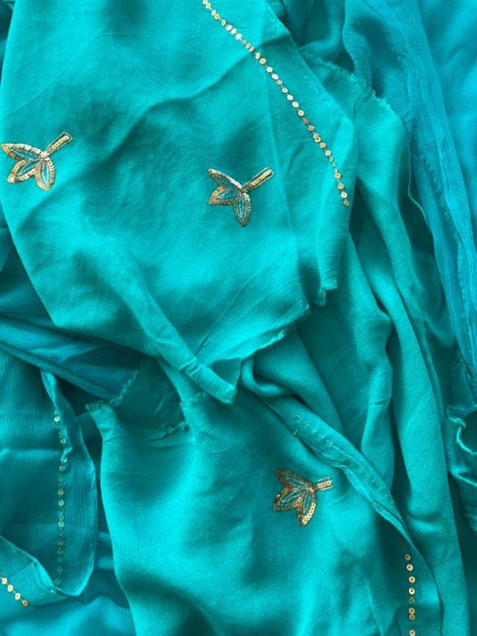 Sheesh Mahal Aqua Saree