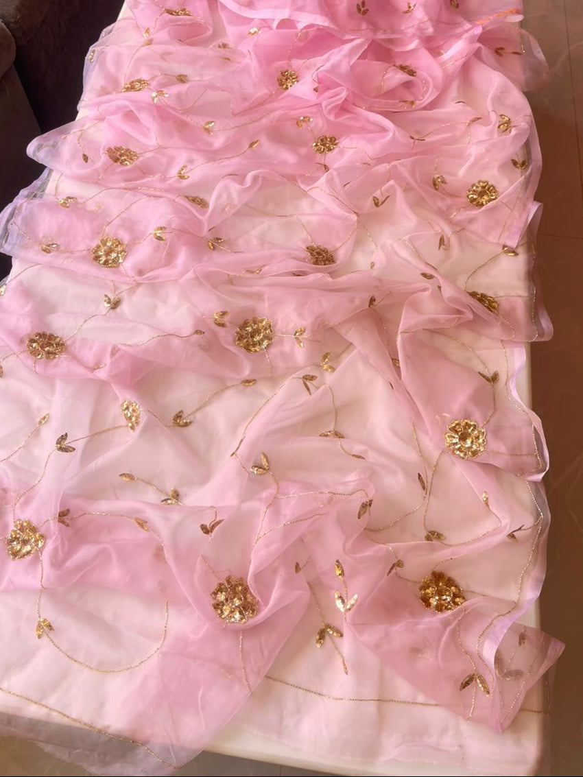 Gulabo – Blush Pink Pure Chiffon Saree