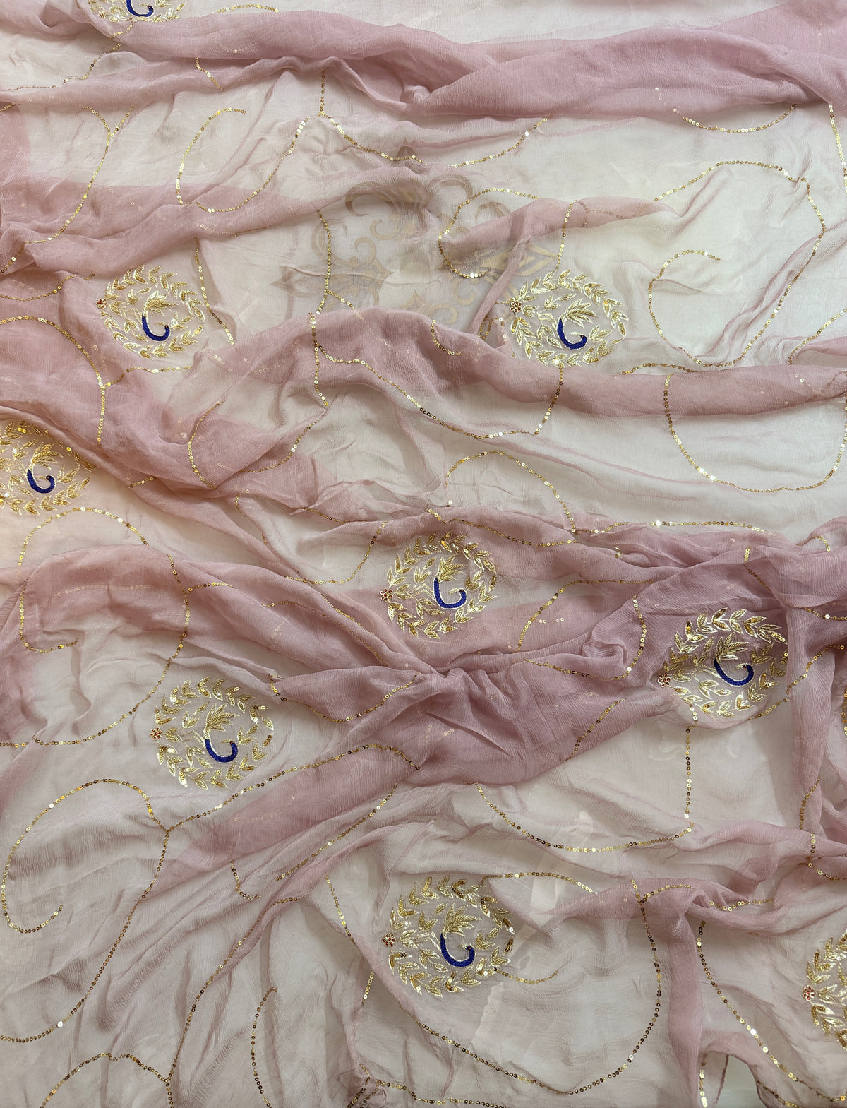 Gulabi Noor – Blush Pink Pure Chiffon Saree