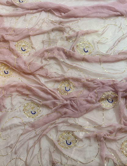 Gulabi Noor – Blush Pink Pure Chiffon Saree