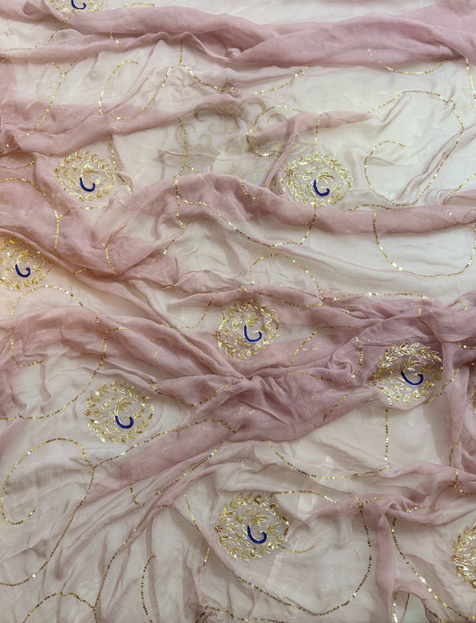 Gulabi Noor – Blush Pink Pure Chiffon Saree