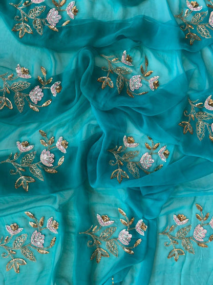 Sheesh Mahal Aqua Saree