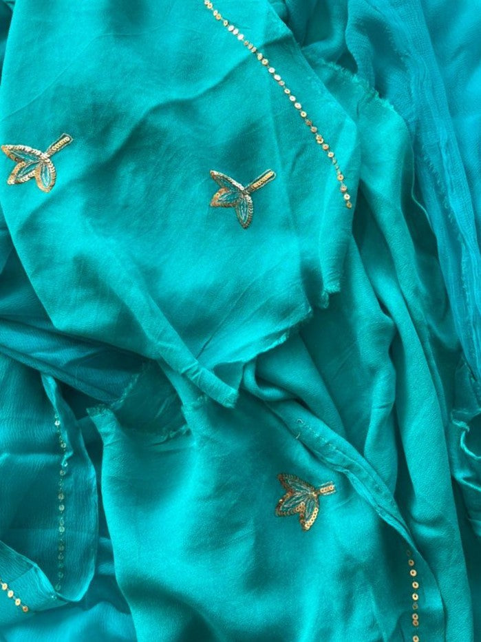 Sheesh Mahal Aqua Saree