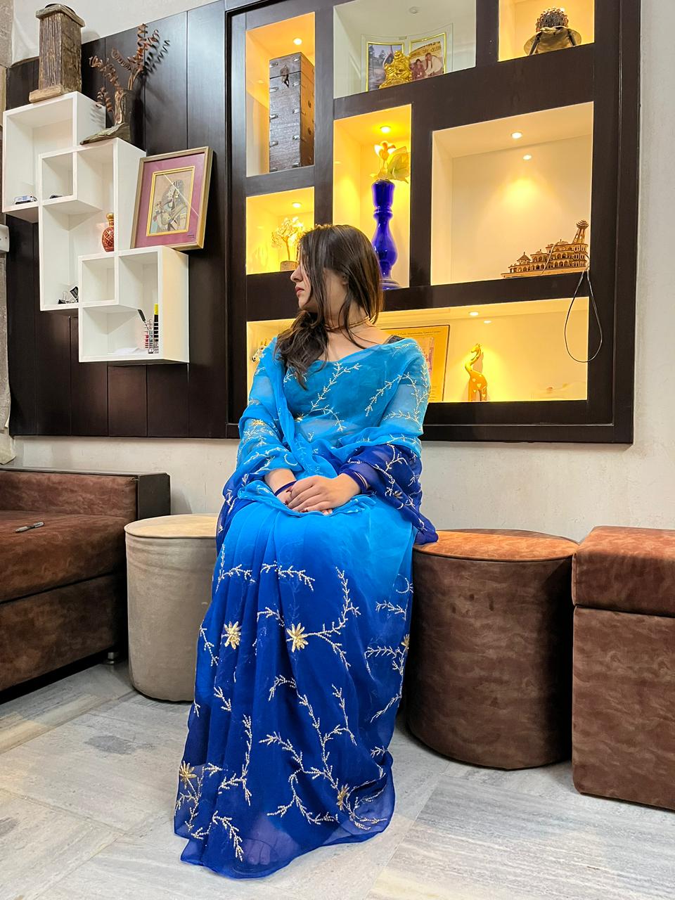 Neel Rangmahal Saree Worn by Miss Sandhiya Pawar (Jodhpur)