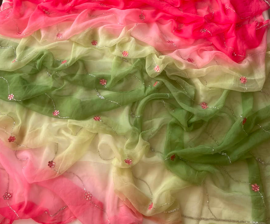 Bahaar | Shaded Pure Chiffon Saree