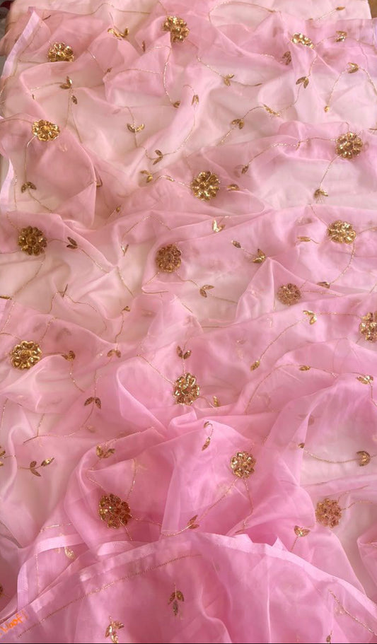 Gulabo – Blush Pink Pure Chiffon Saree